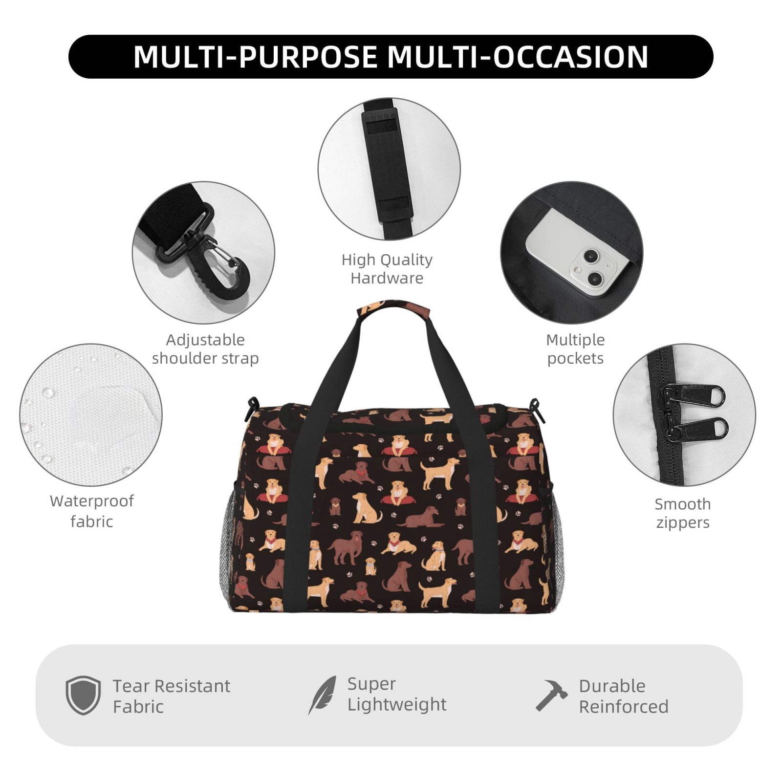 Fuzoiu Labrador Retriever Dog Print Travel Duffle Bag,Carry On Tote Bags,Duffel Bag,Sport Gym Bag, Hospital Bag for Labor and Delivery, Overnight Bag,Luggage Bag