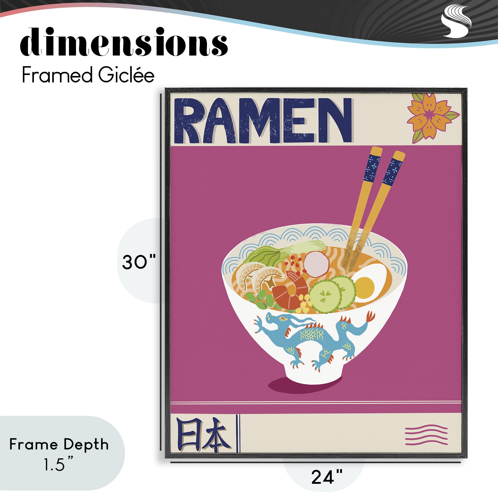 Stupell Industries Enchanted Japanese Ramen Black Framed Giclee Art, design by Jo Reid