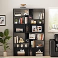 thumbnail image 4 of Flycity 16 Cube Bookcase, 6 Tier Irregular Design Wide Bookshelf with Anti-Tip, Multipurpose Cube Storage Organizer, Black Mid-Century Modern Bookcase Display Cabinet for Bedroom, Living room, 2Packs, 4 of 8