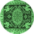thumbnail image 1 of Ahgly Company Indoor Round Medallion Emerald Green Traditional Area Rugs, 4' Round, 1 of 4