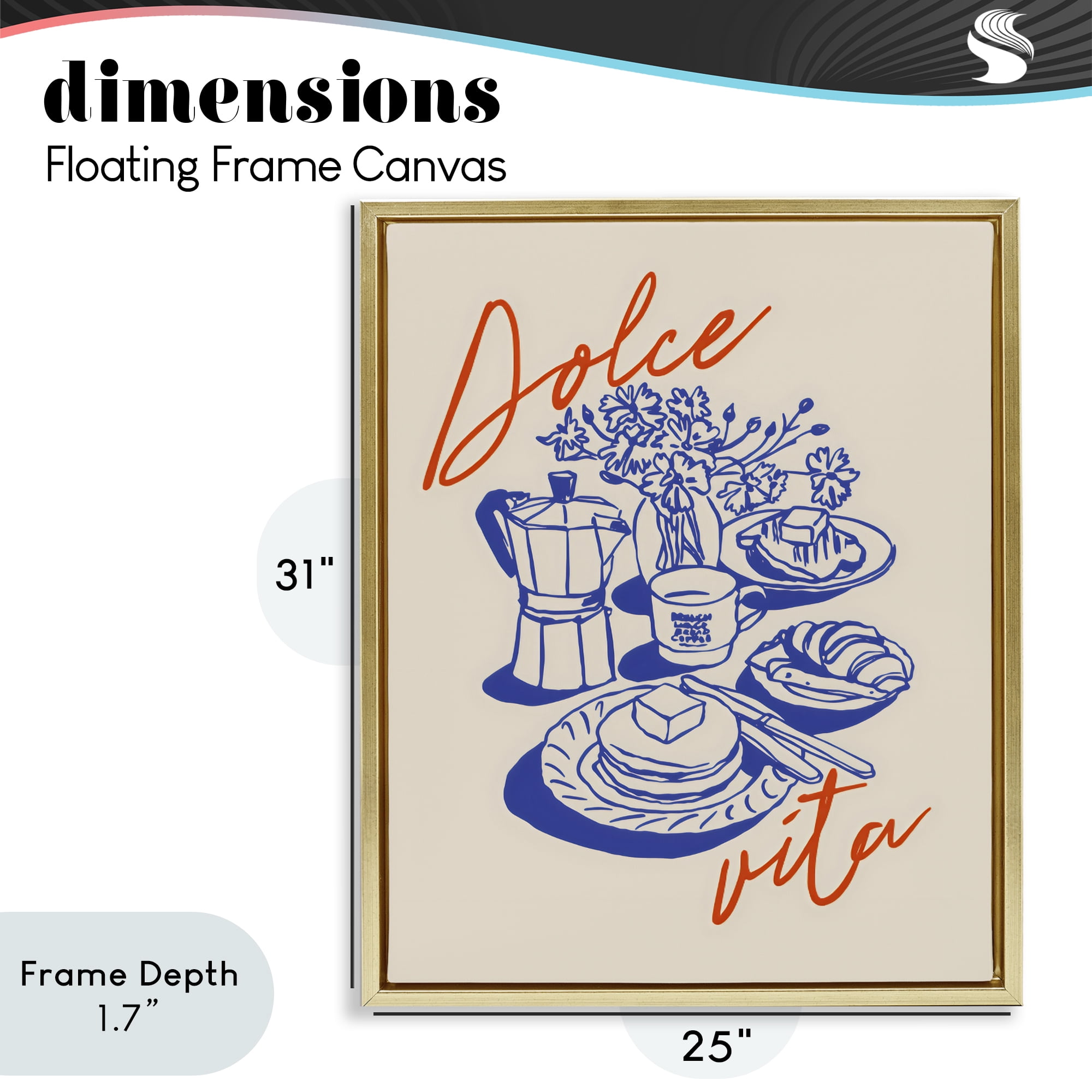 Stupell Industries Retro Breakfast Morning Spread Gold Framed Floater Canvas Wall Art, design by The Prints Vibe