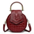 thumbnail image 1 of Handbag Luxury Designer Circle Crocodile Pattern Female Hand Bags Brand Leather Ladies Handbags Purses Fashion Small Women Shoulder BagRed, 1 of 1
