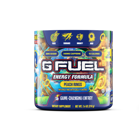 G Fuel Sonic Energy Supplement Powder with Antioxidant Complex Blend, Peach Rings, 30 Servings