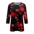 thumbnail image 3 of Hot Sale!! Hauts de la Saint-Valentin à Manches 3/4 pour Femmes Grande Taille Tunique à Col Rond Tenues Douces pour la Saint-Valentin Rouge + L, 3 of 4