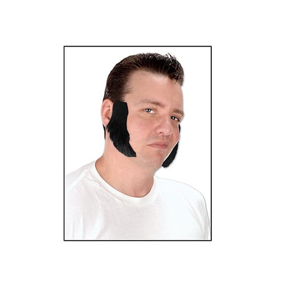 Beistle Pack of 12 Jet Black Mutton Chop Sideburn Costume Accessories 4.5"