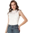 thumbnail image 1 of INSPIRE CHIC Blouse Sans Manches en Dentelle à Volants Semi-Transparente pour Femme, 1 of 6