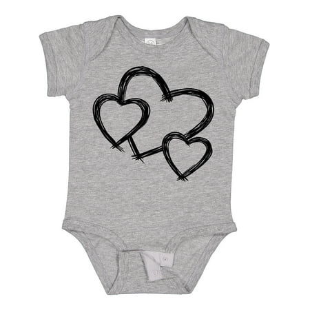 

Inktastic Three Black Hearts Boys or Girls Baby Bodysuit
