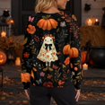 thumbnail image 6 of Halloween Sweaters for Women Novelty Halloween Party Graphic Womens Sweaters Cardigan Knit Button Up Cropped Long Sleeve Fall Winter Holiday Plus Size Cardigan Sweaters Black M, 6 of 6