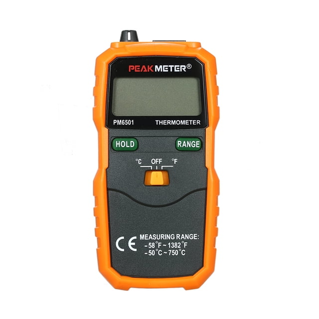 PEAKMETER PM6501 Pantalla LCD K Medidor de temperatura Termopar con retención de datos / termómetro PEAKMETER Ensayador