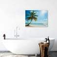 thumbnail image 5 of JRXY Canvas Wall Art Summer Ocean Waves Prints Coconut Trees Beach Seascape Painting Hawaii Sea Nature Pictures Framed for Living Room Home Office Wall Decor Artwork 16x12inch, 5 of 6