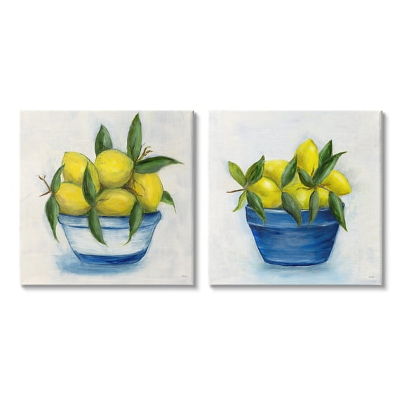 Stupell Industries Traditional Lemon Bowls Food & Beverage Painting Gallery Wrapped Canvas Art Print Wall Art, 17 x 17, Set of 2