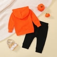 thumbnail image 3 of Scary Halloween Tfken Toddler Teen Girls Outfit Set Funny Face Print Long Sleeve 2Pc Trendy Orange Clothing Sets Size 6-12 Months, 3 of 9