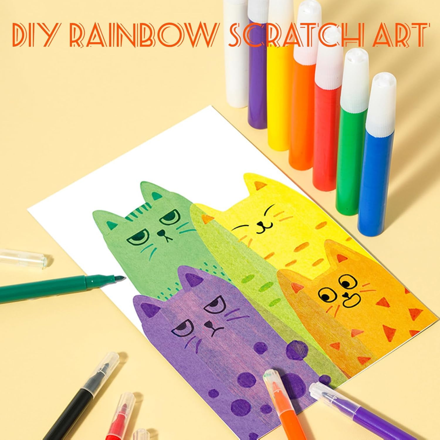 Squeegee Art Kids Paint Kit, 35 Pieces DIY Rainbow Scratch Art, Rainbow Dot Painting Art Kits, Children Painting Crafts Creativity Set (3 Set)