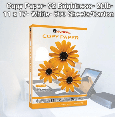 UNIVERSAL 28110 COPY PAPER- 92 BRIGHTNESS 20LB- 11 X 17- WHITE 500 SHEETS/CARTON