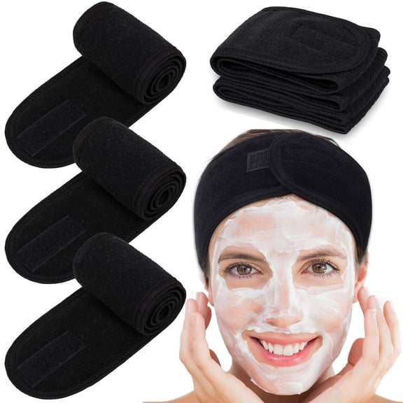4 PCS Facial Headband Head Wrap Terry Cloth Headban Stretch Towel for Bath, Makeup and Sport
