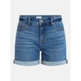 thumbnail image 6 of Time and Tru Women's Mid Rise Roll Cuff Denim Shorts, 4" Inseam, Sizes 0-20, 6 of 6