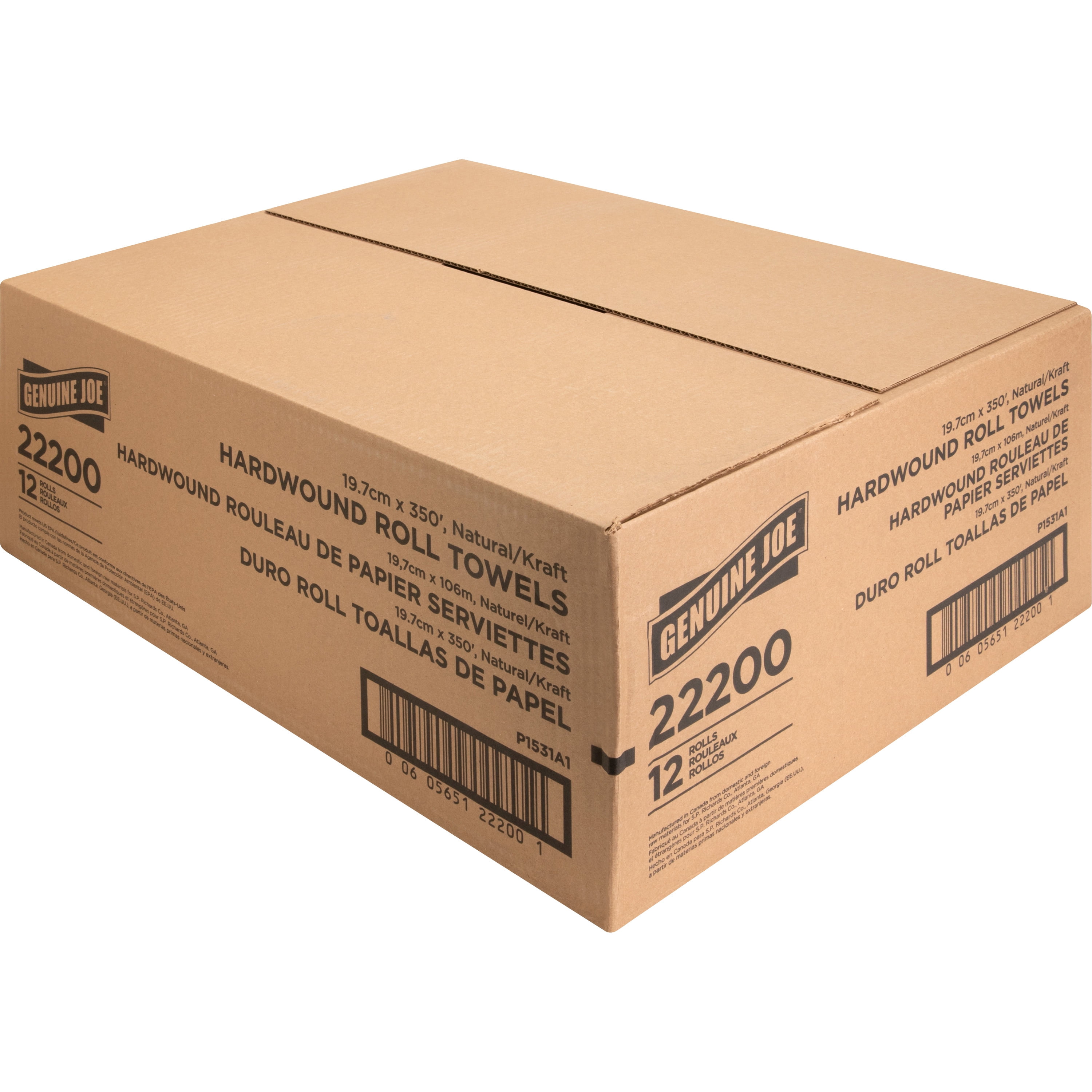 Genuine Joe Embossed Hardwound Roll Towels, 12 / Carton, GJO22200