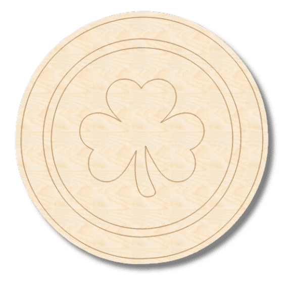 Unfinished Wood Etched Gold Coin Shape 4" / 1/8"