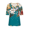 thumbnail image 4 of Blouses pour Femmes, Mode Décontractée Imprimée T-Shirt à Manches Courtes Col en V Yop, 4 of 5