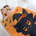 thumbnail image 6 of GXFC Halloween Cat Witch blanket, comfortable and soft, warm casual blanket, printed design, winter sofa dormitory home decoration, must-have travel product. Size is 60x80 inches., 6 of 9