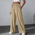 thumbnail image 7 of Women's High Waisted Wide Leg Pants with Pockets - Solid Color Pleated Elastic Loose Fit Casual Trousers, S-2XL, 7 of 7