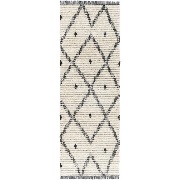 Hauteloom Shae Hallway, Kitchen Runner Rug - Global - High Pile - Black, Beige - 2'7" x 7'3"