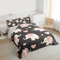 thumbnail image 3 of Castle Fairy Kawaii Elephants 3 Pieces Queen Comforter Set for Boys Girls,Pink Love Heart Print Ultra Soft Bedding Sets,Cartoon Animal Bedding Comforter Set Breathable,Luxury Bedroom Decor, 3 of 8