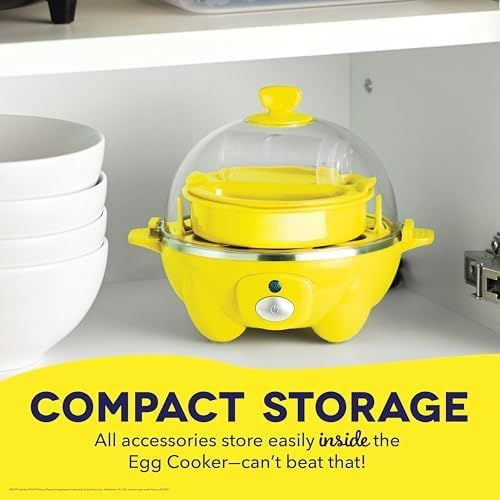 PEEPS &  Rapid Egg Cooker - Boiler, Poacher & Steamer - Includes Measuring & Recipe Guide - Dishwasher Safe - BPA Free - Holds 7 Eggs, Yellow