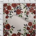 thumbnail image 2 of oneOone Cotton Poplin Dark Red Fabric Leaves & Rose Floral Sewing Material Print Fabric By The Yard 42 Inch Wide, 2 of 4