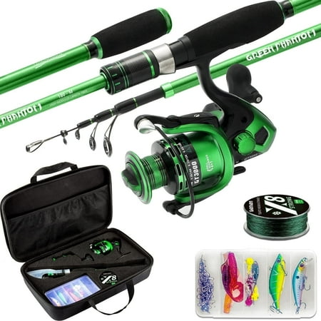 Ghosthorn Fishing Rod and Reel Combo Graphite Telescoping Fishing Pole Travel Kit with Carrier Bag for Gift