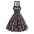 thumbnail image 3 of Vestido de Verano para las Mujeres, Vestido de Ajuste Delgado de Cuello en V sin Mangas Patchwork Impreso Hecho de Poliéster Ligero para la Primavera, Vestido Sexy para las Mujeres, 3 of 6