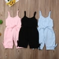 thumbnail image 4 of Douhoow Summer Toddler Girl Sleeveless Solid Romper Bib Pants Jumpsuits 1-6Y, 4 of 9