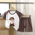 thumbnail image 2 of Leey-World Boys Shorts Pajamas Cotton Soft Comfy Sleepwear Short Sleeve Tops and Shorts 2 Piece Pjs Sets for 2t 3t 4t 5t 6t 7t Summer Pjs Kids(Coffee,5-6 Years), 2 of 3