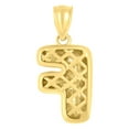 thumbnail image 2 of 10k Yellow Gold Unisex Initial Alphabet F Nugget Charm Pendant for Men Women, 2 of 5