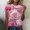 10-Multicolor, variant on successthop Pink Womens Plus Size Tops Short Sleeve Valentines Womens Tops Plus Size Round Neck Polyester Casual Love Heart Printed Lover Gift Blouse Tops for Valentines Gifts 2XL