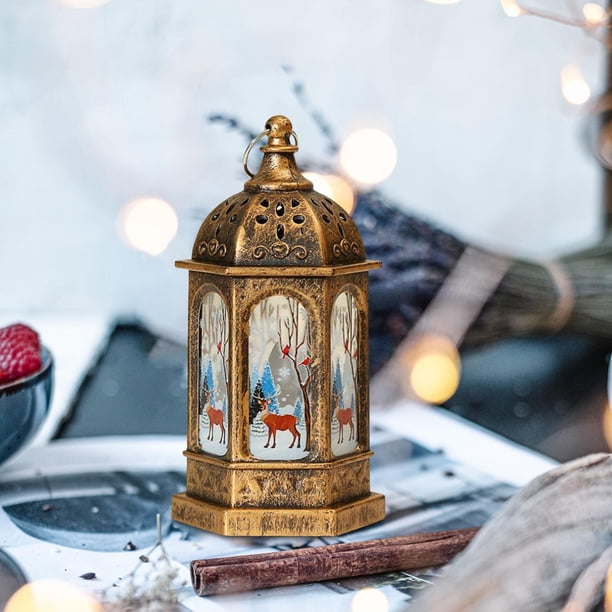 Castle Lantern Light Lantern Decor Lámpara Decorativa con Pilas Adornos LED Lámpara de Mesa para El Festival de Vacaciones Escena Cristiana , perfecl Linterna de interior