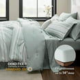 thumbnail image 5 of U by Bedsure King Comforter Set, 7 Pieces Sage Green Striped Bedding Sets All Season, Bed in a Bag with Comforter, Sheets, Pillowcases & Shams, 5 of 9