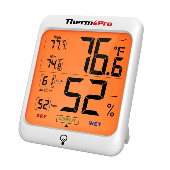 Thermopro Tp53 Digital Hygrometer Indoor Thermometer For Home Temperature Humidity Sensor With Comfort Indicator & Max Min Records Backlight Display Room Thermometer Humidity Meter Lcd
