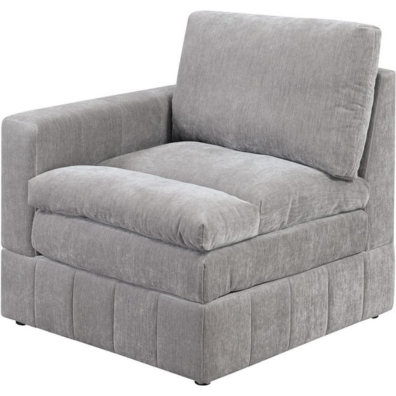 Modular Corner Chair - 33 Inch Arm Chair, Plush Cushioned Seat, Contemporary Living Room Seating, Gray
