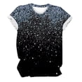 thumbnail image 4 of Prolriy Hauts d'Été pour Femmes 2025 Printemps Col Rond Imprimé Cristal Brillant T-Shirt Décontracté à Manches Courtes Bleu XXXXXXL, 4 of 4