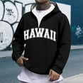 thumbnail image 1 of MHFRRA Sudadera con Capucha y Cremallera de Un Cuarto con Estampado de Letras, Informal, con Bolsillo Frontal, para Ropa de Calle, Moda, Ajuste Cómodo Negro, 1 of 3