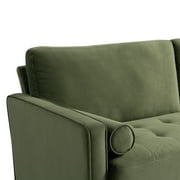 Studio Living Lorelei Mid-Century Modern Cushion Back Upholstered Sofa, Olive Fabric