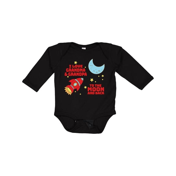 Inktastic I Love Grandma and Grandpa to the Moon and Back Boys or Girls Long Sleeve Baby Bodysuit