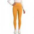 thumbnail image 6 of Matte Yoga Leggings - Casual Lounge Workout Womens Yoga Full Length Pants Yellow L, 6 of 6