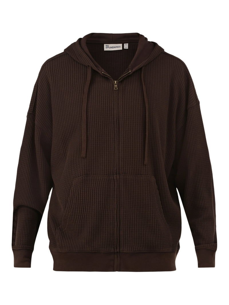 No Boundaries Oversized Thermal Hoodie - Hooded Shirt - Walmart.com