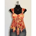 thumbnail image 6 of Orange Tie-Front Ruched Peplum Mesh Hem Asymmetrical Tank Top For Women, 6 of 8