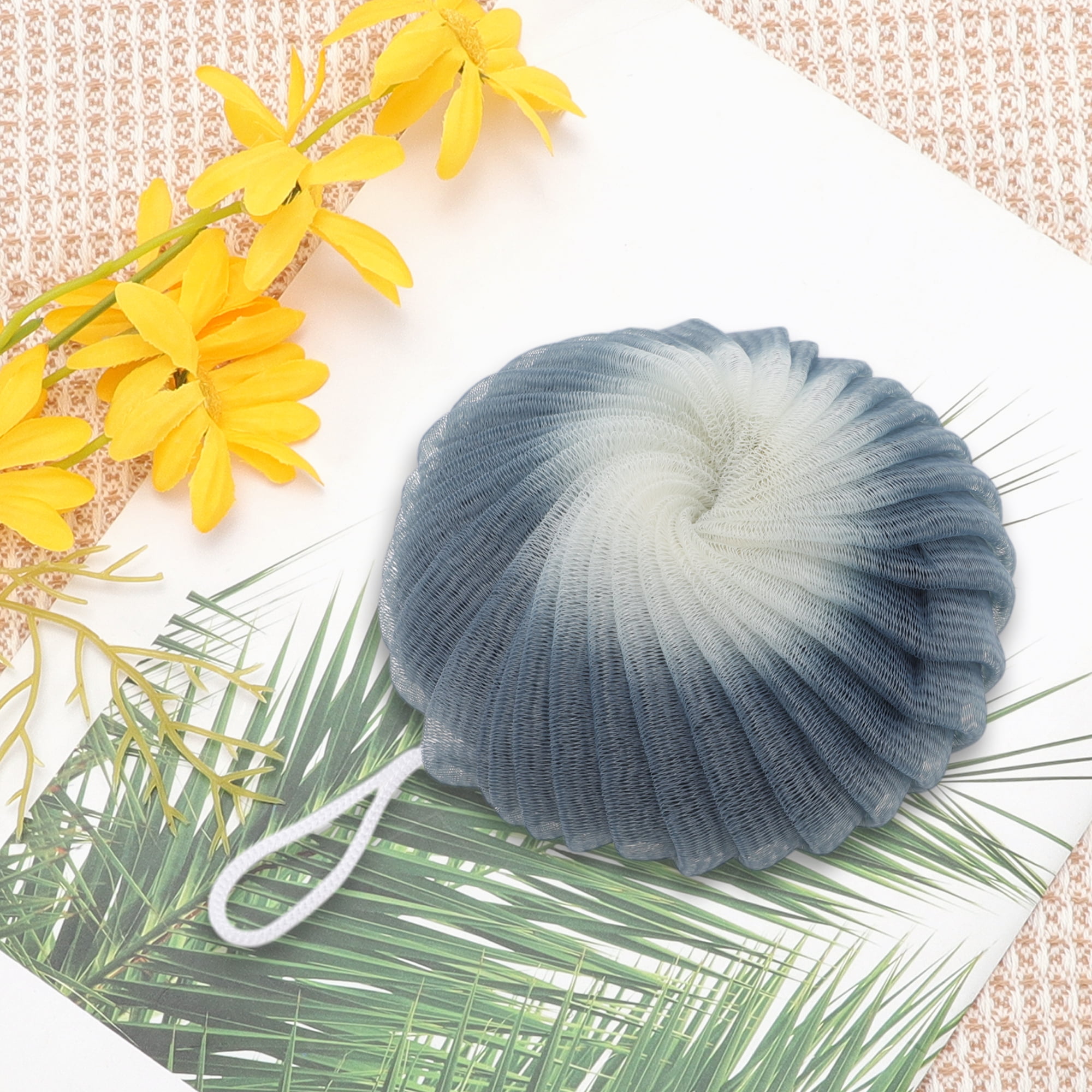 Unique Bargains Flower Bath Shower Loofah Sponge 1 Pc Gray Black