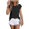 thumbnail image 2 of Top Informal de Corta con Cuello Redondo y Aguja Gruesa para Mujer, Color Negro, Talla S, 2 of 6