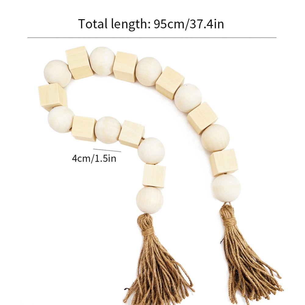  RUIRUICO Extra Large Chunky Wood Bead Garland with 1.6  Diameter Wooden Beads, 67 Long Wooden Beads Garland with Tassels, Decorative  Beads for Boho, Farmhouse Decor : Home & Kitchen