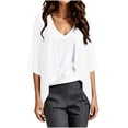 thumbnail image 4 of DeHolifer Cardigans for Women Summer Kimono 3/4 Sleeve Chiffon Cardigan Loose Puff Sleeve Cover up for Dress White 2XL, 4 of 7